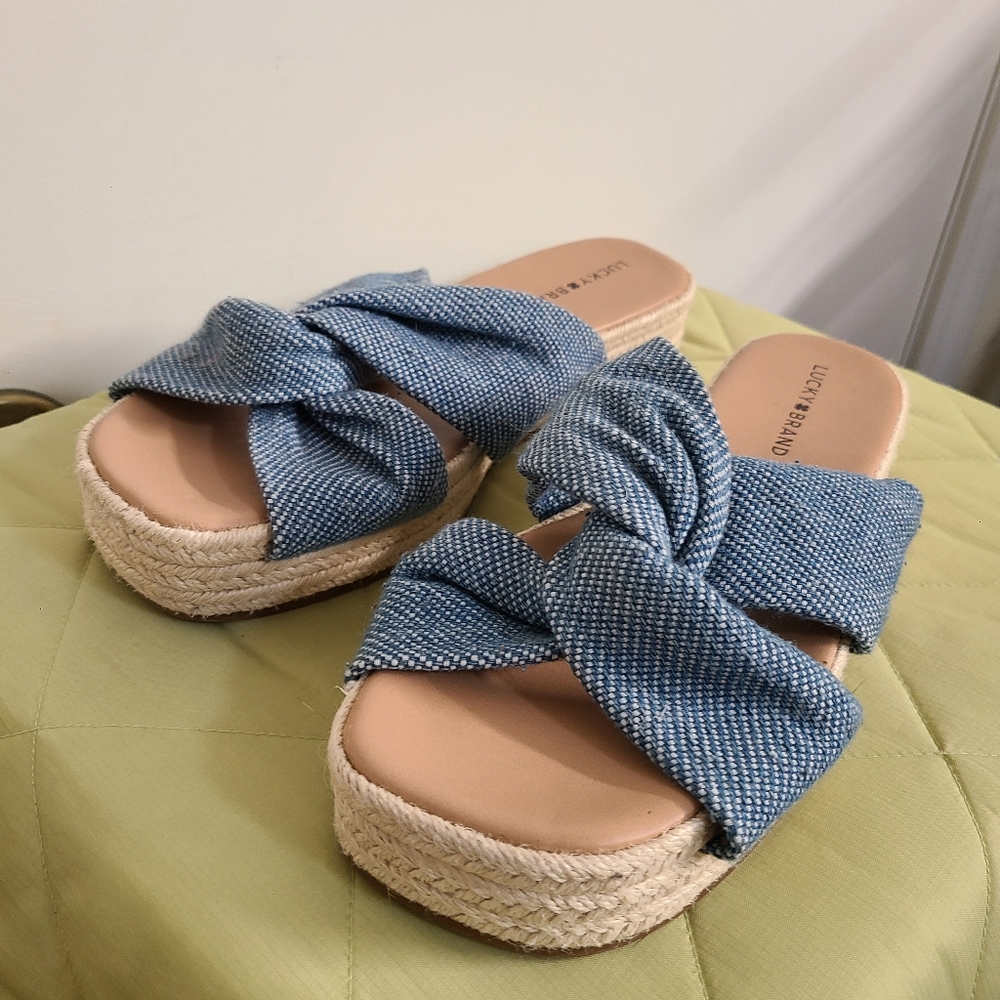 Lucky Brand "Fynna" Slide Sandals Espadrille Platform